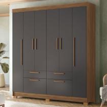 Guarda-Roupa Casal Pérola 6 Portas 4 Gavetas Jatoba/Grafite - Pnr Móveis