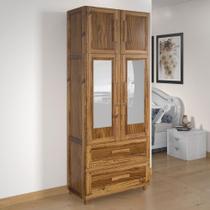 Guarda-Roupa Casal Piauí 4 Portas 2 Gavetas 1 Prateleira com Espelhoclean Ypê - Rodmóveis