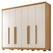 Guarda Roupa Casal Platinium 6 Portas de Bater 6 Gavetas MDF Cinamomo Areia Fosco