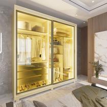 Guarda Roupa Casal Platinum 2 Portas Reflecta 100% Mdf Led Off White - Gelius Móveis Guarda Roupa Casal Platinum 2 Portas Reflecta 100% Mdf Led Off White - Gelius Móveis