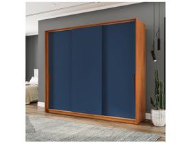 Guarda-Roupa Casal Porto 3 Portas 4 Gavetas Freijó/Azul - Politorno Guarda-Roupa Casal Porto 3 Portas 4 Gavetas Freijó/Azul - Politorno
