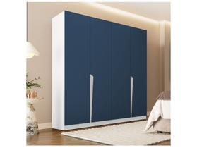Guarda-Roupa Casal Porto 4 Portas 4 Gavetas Branco/Azul - Politorno Guarda-Roupa Casal Porto 4 Portas 4 Gavetas Branco/Azul - Politorno