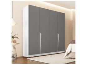 Guarda-Roupa Casal Porto 4 Portas 4 Gavetas Branco/Cinza - Politorno Guarda-Roupa Casal Porto 4 Portas 4 Gavetas Branco/Cinza - Politorno