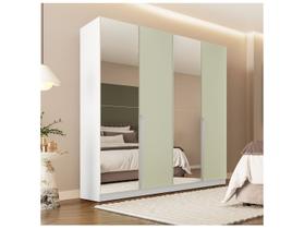 Guarda-Roupa Casal Porto 4 Portas 4 Gavetas com Espelho Branco/Creme - Politorno Guarda-Roupa Casal Porto 4 Portas 4 Gavetas com Espelho Branco/Creme - Politorno