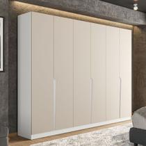 Guarda-Roupa Casal Porto 6 Portas 4 Gavetas Branco/Creme - Politorno