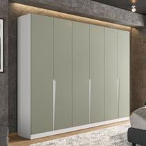 Guarda-Roupa Casal Porto 6 Portas 4 Gavetas Branco/Verde - Politorno