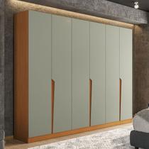 Guarda-Roupa Casal Porto 6 Portas 4 Gavetas Freijó/Verde - Politorno