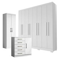 Guarda Roupa Casal Porto 8 Portas 4 Gavetas com Cômoda Sapateira Milão e Armário Multiuso 2 portas New Branco Brilho Aramóveis Guarda Roupa Casal Porto 8 Portas 4 Gavetas com Cômoda Sapateira Milão e Armário Multiuso 2 portas New Branco Brilho Aramóveis