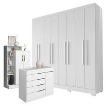 Guarda Roupa Casal Porto 8 Portas 4 Gavetas com Cômoda Sapateira Sevilha e Armário Multiuso Florença Branco Brilho Aramóveis Guarda Roupa Casal Porto 8 Portas 4 Gavetas com Cômoda Sapateira Sevilha e Armário Multiuso Florença Branco Brilho Aramóveis