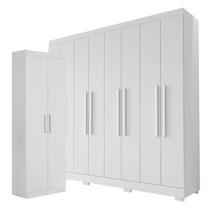 Guarda Roupa Casal Porto 8 Portas 4 Gavetas e Armário Multiuso 2 Portas 2000191 Branco Tx Aramóveis