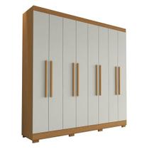 Guarda Roupa Casal Porto 8 Portas 4 Gavetas Freijó Baunilha - Aramóveis