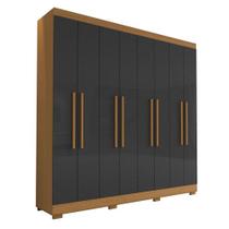 Guarda Roupa Casal Porto 8 Portas 4 Gavetas Freijó Grafite - Aramóveis