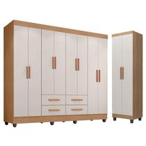 Guarda Roupa Casal Porto 8 Portas e Armário Multiuso Lite Nature Off White Móveis Leão Guarda Roupa Casal Porto 8 Portas e Armário Multiuso Lite Nature Off White Móveis Leão