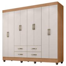 Guarda Roupa Casal Porto 8 Portas Nature Off White - Móveis Leão