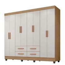 Guarda Roupa Casal Porto 8 Portas Nature Off White - Móveis Leão