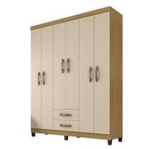 Guarda Roupa Casal Porto Belo 6 Portas 2 Gavetas Carvalho Off White Clique Chique