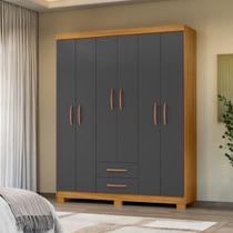 Guarda Roupa Casal Porto Belo 6 Portas 2 Gavetas Design Moderno Carvalho Grafite Clique Chique Guarda Roupa Casal Porto Belo 6 Portas 2 Gavetas Design Moderno Carvalho Grafite Clique Chique