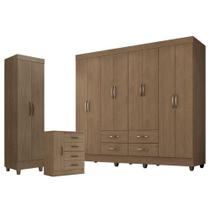 Guarda Roupa Casal Porto Com Cômoda 4 Gavetas E 1 Porta E Armário Multiuso Lite Carvalho Oak - Leão Guarda Roupa Casal Porto Com Cômoda 4 Gavetas E 1 Porta E Armário Multiuso Lite Carvalho Oak - Leão