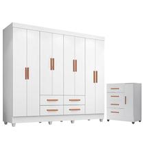 Guarda Roupa Casal Porto com Cômoda Lite 4 Gavetas 01 Porta Branco Brilho Móveis Leão Guarda Roupa Casal Porto com Cômoda Lite 4 Gavetas 01 Porta Branco Brilho Móveis Leão