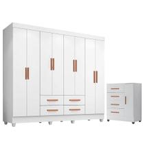 Guarda Roupa Casal Porto Com Cômoda Lite 4 Gavetas 01 Porta Branco Brilho - Móveis Leão Guarda Roupa Casal Porto Com Cômoda Lite 4 Gavetas 01 Porta Branco Brilho - Móveis Leão