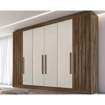Guarda Roupa Casal Potente 6 Portas c/ 2 Ripados e 6 Gavetas Braúna/Off White - Europa Guarda Roupa Casal Potente 6 Portas c/ 2 Ripados e 6 Gavetas Braúna/Off White - Europa