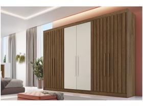 Guarda Roupa Casal Potente 6 Portas c 4 Ripados e 6 Gavetas Braúna Off White Europa MÓVEIS EUROPA