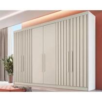 Guarda Roupa Casal Potente 6 Portas c/ 4 Ripados e 6 Gavetas Off White Europa