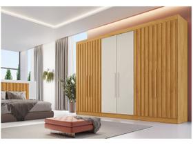 Guarda Roupa Casal Potente 6 Portas c/ 4 Ripados e 6 Gavetas Peroba/Off White - Europa Guarda Roupa Casal Potente 6 Portas c/ 4 Ripados e 6 Gavetas Peroba/Off White - Europa