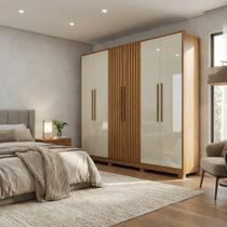 Guarda-Roupa Casal Potenza Prime 6 Portas com Ripado Cinamomo/Off White/Cinamomo Imop Guarda-Roupa Casal Potenza Prime 6 Portas com Ripado Cinamomo/Off White/Cinamomo Imop