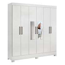 Guarda Roupa Casal Prático 6 Portas Branco com Espelho - Demóbile Guarda Roupa Casal Prático 6 Portas Branco com Espelho - Demóbile