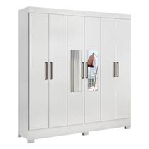 Guarda Roupa Casal Prático Branco com Espelho - Demóbile