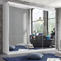 Guarda Roupa Casal Premium Elle 205,9cm com Espelho 3 Portas 4 Gavetas Yescasa Branco