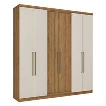 Guarda Roupa Casal Presence 6 Portas Almendra Off White Acetinado - THB Guarda Roupa Casal Presence 6 Portas Almendra Off White Acetinado - THB