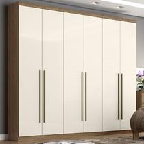 Guarda-Roupa Casal Ravé 6 Portas 3 Gavetas Rústico/Off White - Pnr Móveis