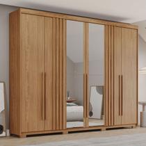 Guarda-Roupa Casal Ravé 6 Portas 4 Gavetas com Espelho Flex Nature - Pnr Móveis