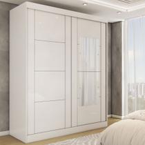 Guarda-Roupa Casal Real 2 Portas 2 Gavetas com Espelho 100% Mdf Branco - Panorama Móveis Guarda-Roupa Casal Real 2 Portas 2 Gavetas com Espelho 100% Mdf Branco - Panorama Móveis