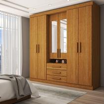 Guarda-Roupa Casal Real 6 Portas 3 Gavetas com Espelho 100% Mdf Cinamomo - Panorama Móveis Guarda-Roupa Casal Real 6 Portas 3 Gavetas com Espelho 100% Mdf Cinamomo - Panorama Móveis