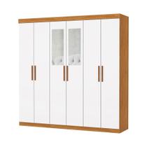 Guarda Roupa Casal Recife 6 Portas 2 Gavetas Com Espelho Carioca Moveis Cinamomo-neve