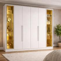 Guarda-roupa Casal Reflecta 6 Portas 2 Gavetas com Led Napoli Guarda-roupa Casal Reflecta 6 Portas 2 Gavetas com Led Napoli