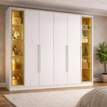 Guarda-roupa Casal Reflecta 6 Portas 2 Gavetas com Led Napoli Guarda-roupa Casal Reflecta 6 Portas 2 Gavetas com Led Napoli