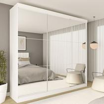 Guarda-Roupa Casal Rennes 3 Portas de Correr Espelhado 4 Gavetas Branco - Minastex Guarda-Roupa Casal Rennes 3 Portas de Correr Espelhado 4 Gavetas Branco - Minastex