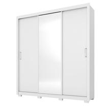Guarda Roupa Casal Residence 3 Portas Branco com Espelho e Pés - Demóbile