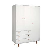 Guarda-Roupa Casal Retrô Plus 3 PT 3 GV Branco Acetinado