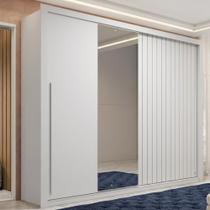 Guarda-Roupa Casal Ripado 2 Portas 4 Gavetas com Espelho Suburban Yescasa Branco