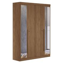 Guarda Roupa Casal Ripado 4 Portas Buriti com Espelho Jatobá Acetinado - Santos Andirá
