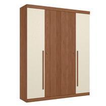 Guarda Roupa Casal Ripado 4 Portas Buriti Jatobá Areia Acetinado - Santos Andirá