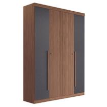 Guarda Roupa Casal Ripado 4 Portas Elvas Jatobá Grafite