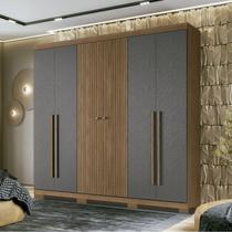 Guarda Roupa Casal Ripado 6 Portas 4 Gavetas Antony com Pés