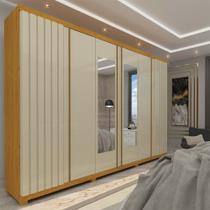 Guarda Roupa Casal Ripado 6 Portas 4 Gavetas com Espelho Absolut New 100% MDF
