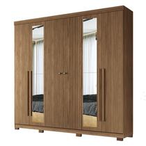 Guarda Roupa Casal Ripado 6 Portas Buriti com Espelho e Pés Jatobá Acetinado - Santos Andirá